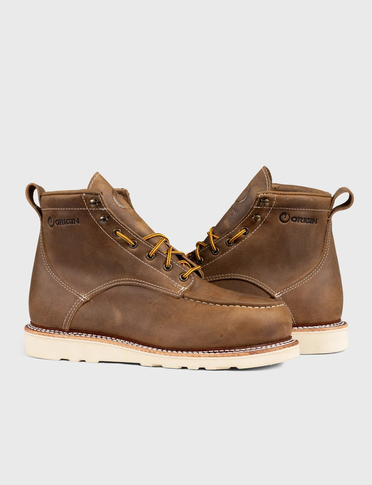 MAINE MOC STEEL TOE BOOT 6" - NATURAL WEDGE SOLE