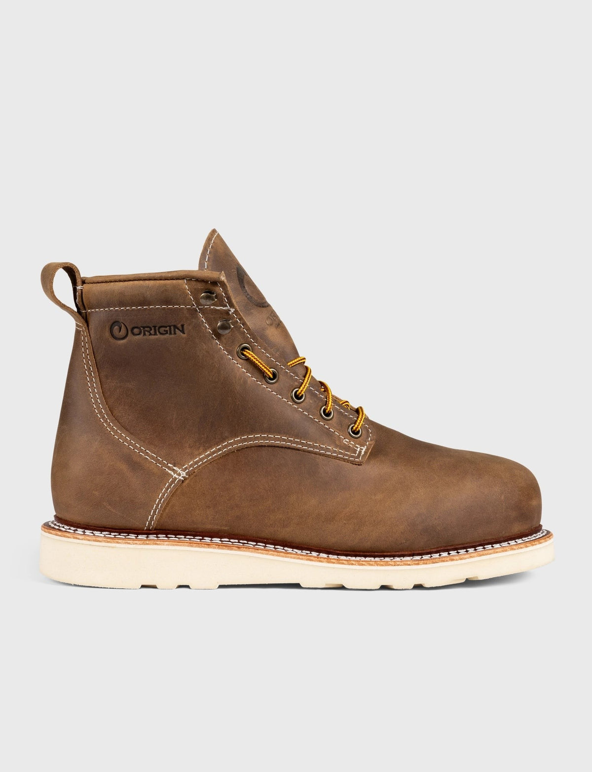 THE WILTON 6" STEEL TOE WORK BOOT - NATURAL WEDGE SOLE