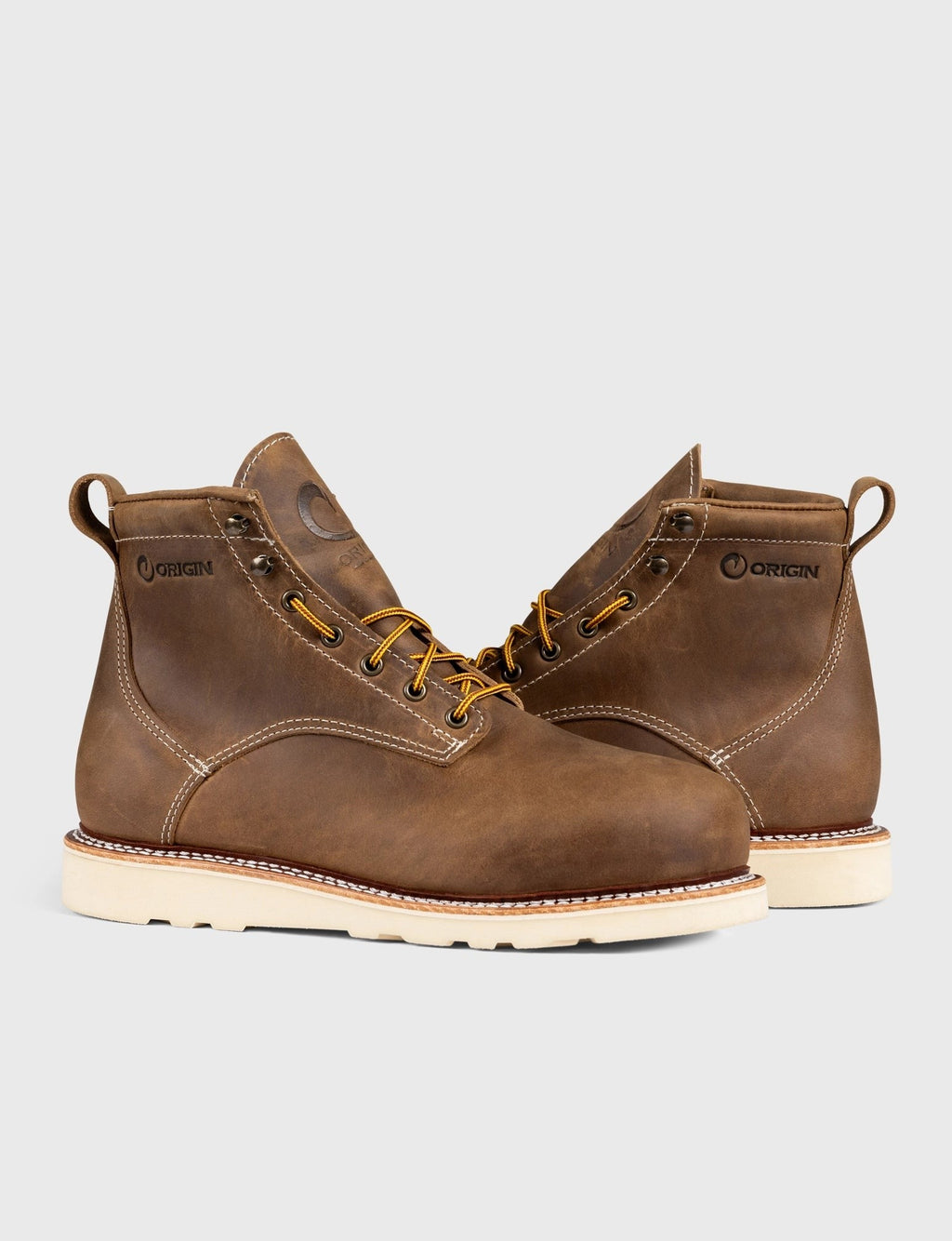 THE WILTON 6" STEEL TOE WORK BOOT - NATURAL WEDGE SOLE