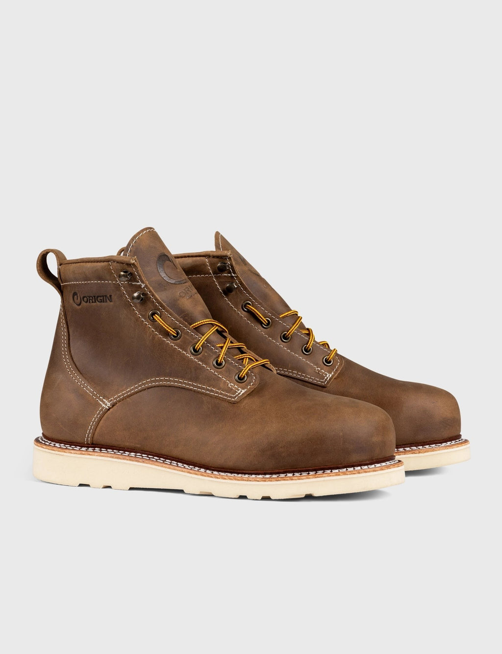 THE WILTON 6" STEEL TOE WORK BOOT - NATURAL WEDGE SOLE