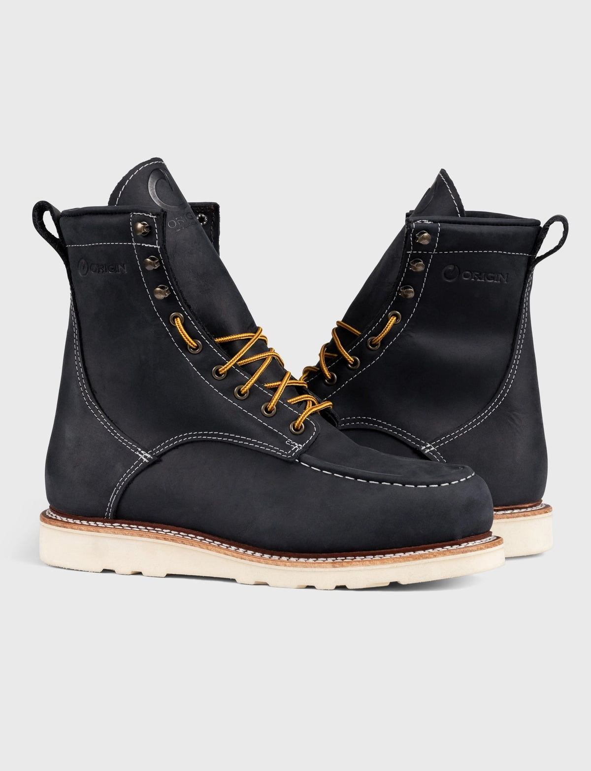 MAINE MOC STEEL TOE BOOT 8" - NATURAL WEDGE SOLE