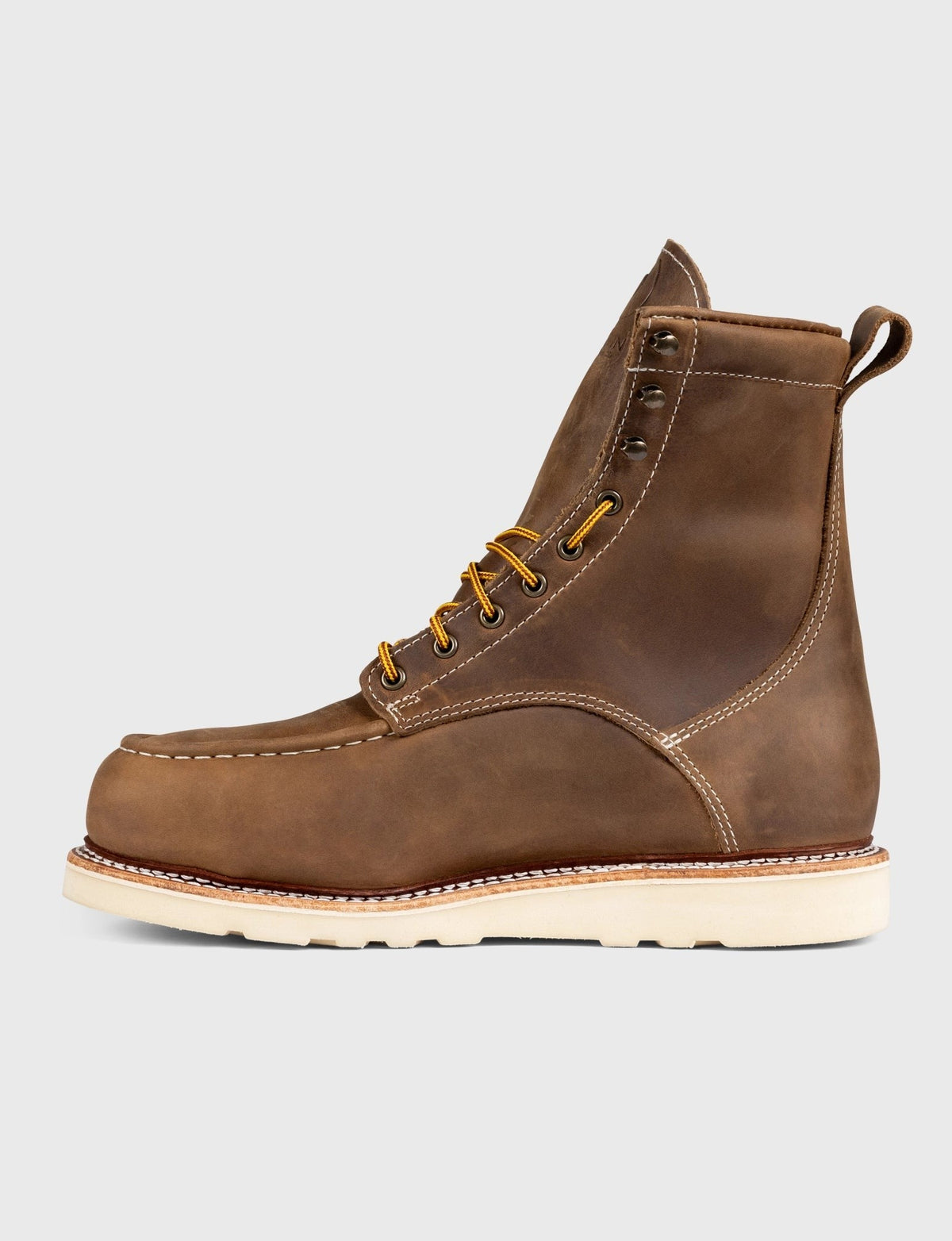 MAINE MOC STEEL TOE BOOT 8" - NATURAL WEDGE SOLE