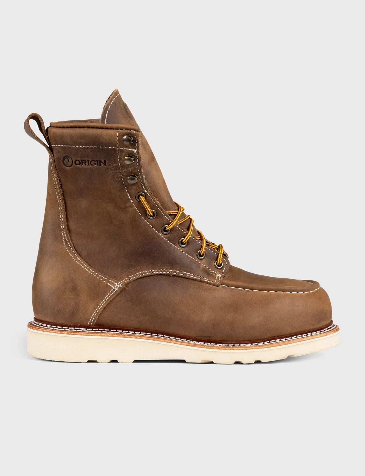 MAINE MOC STEEL TOE BOOT 8" - NATURAL WEDGE SOLE