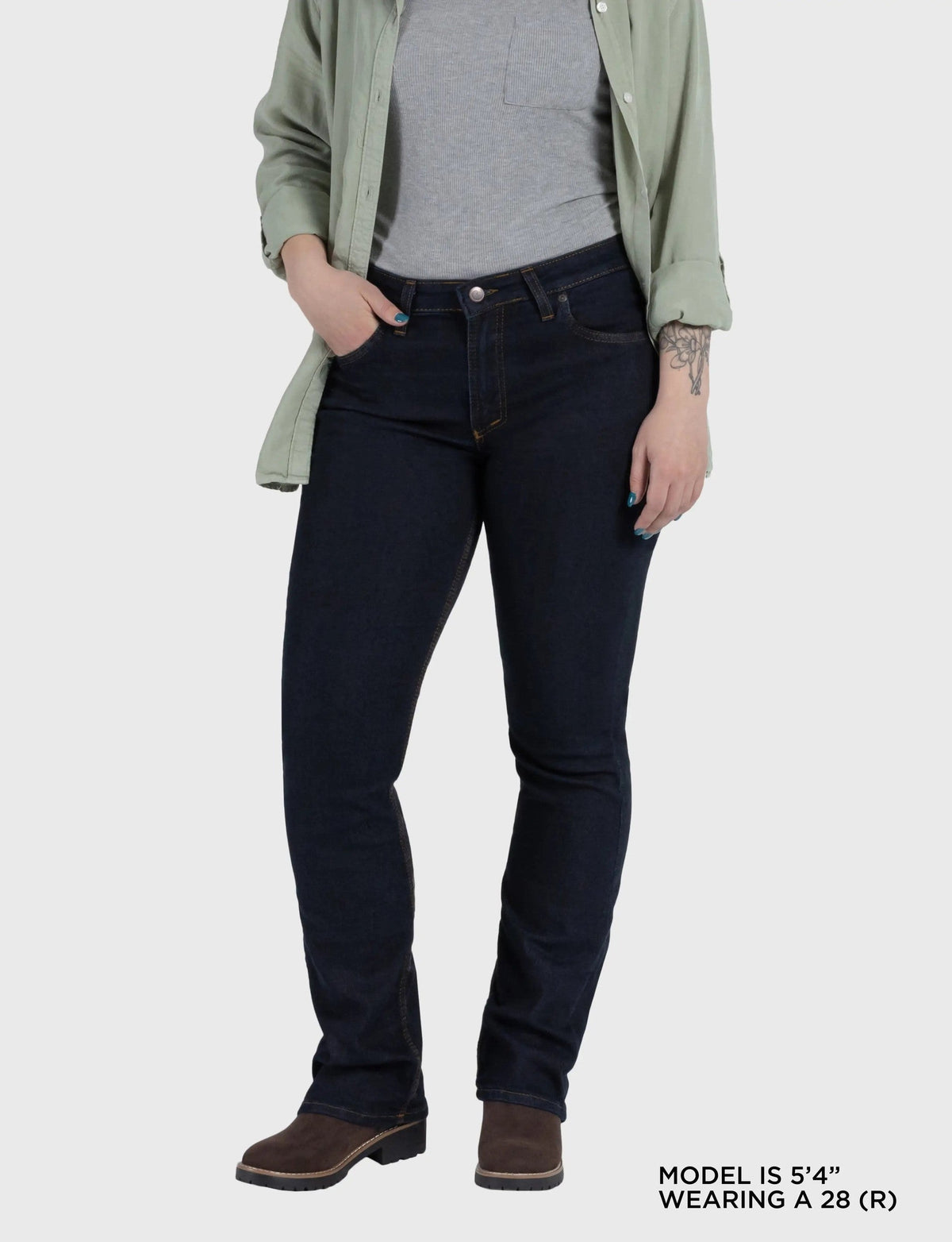 Women's Mid Rise Boot Cut Delta Flex Denim Jean