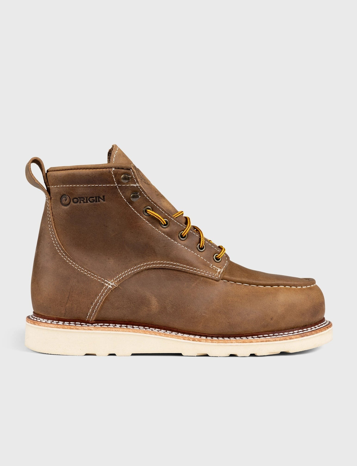 MAINE MOC STEEL TOE BOOT 6" - NATURAL WEDGE SOLE
