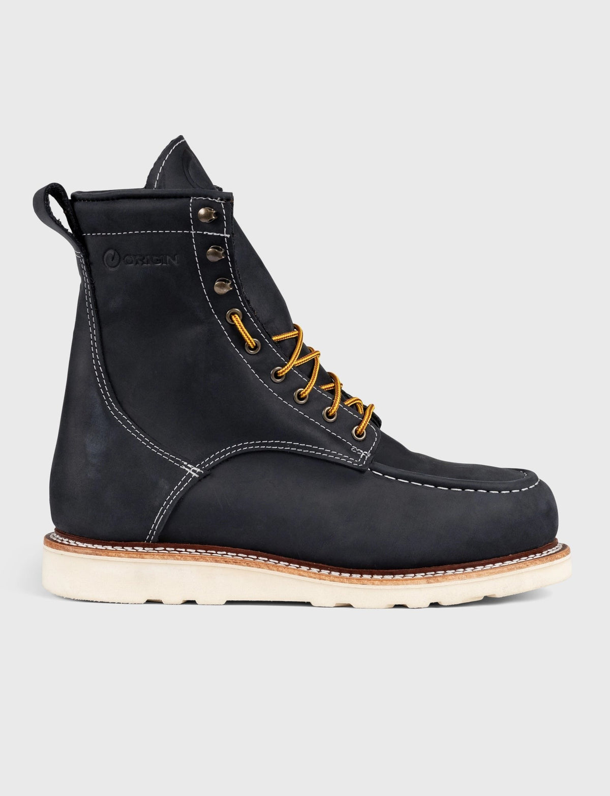 MAINE MOC STEEL TOE BOOT 8" - NATURAL WEDGE SOLE