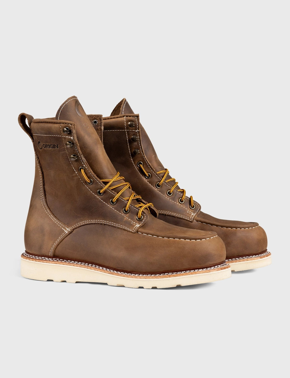 MAINE MOC STEEL TOE BOOT 8" - NATURAL WEDGE SOLE