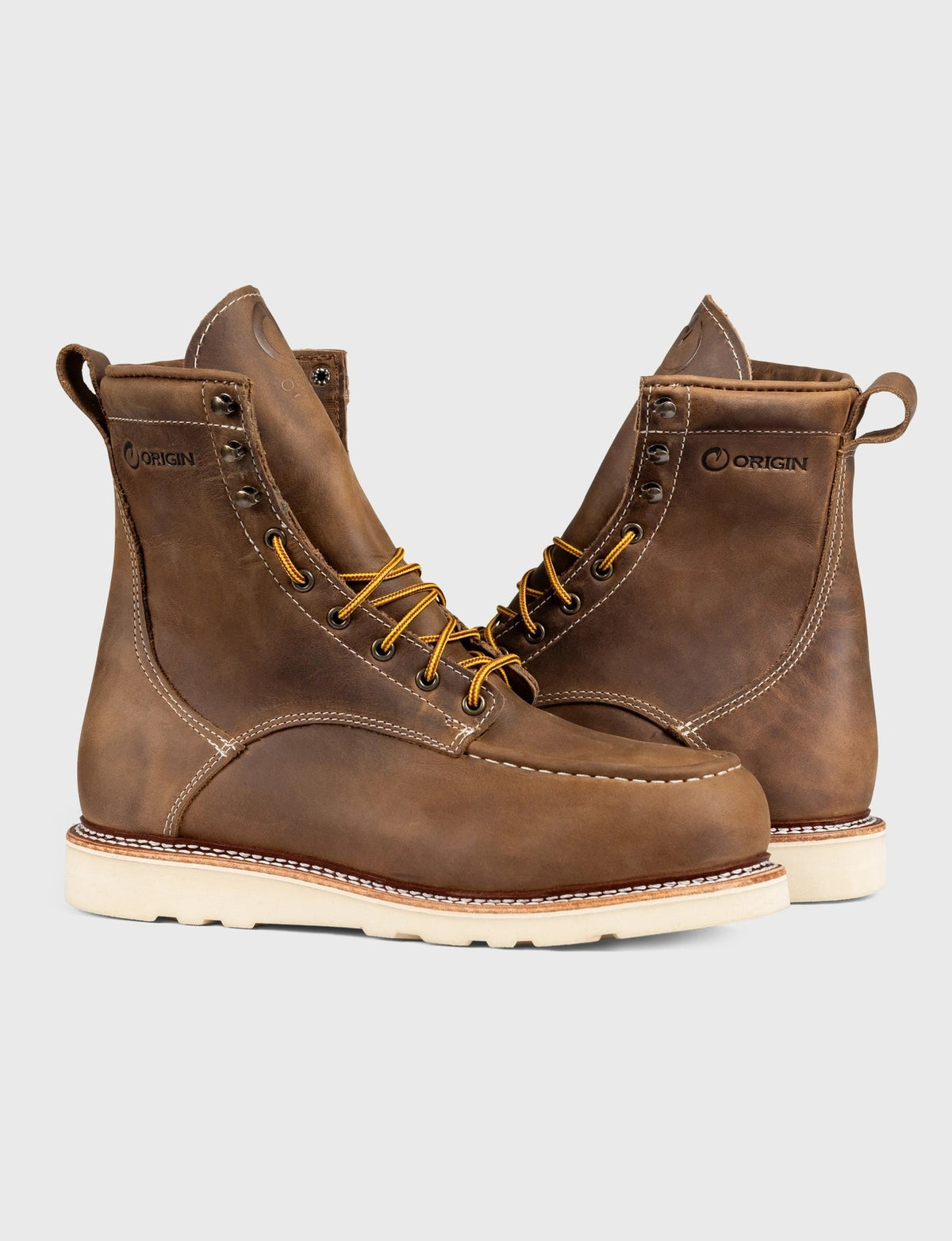 MAINE MOC STEEL TOE BOOT 8" - NATURAL WEDGE SOLE